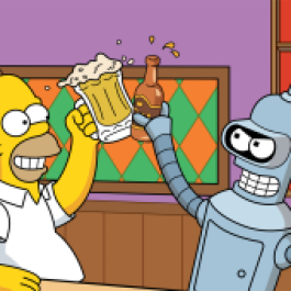 Homer and Bender drinking
